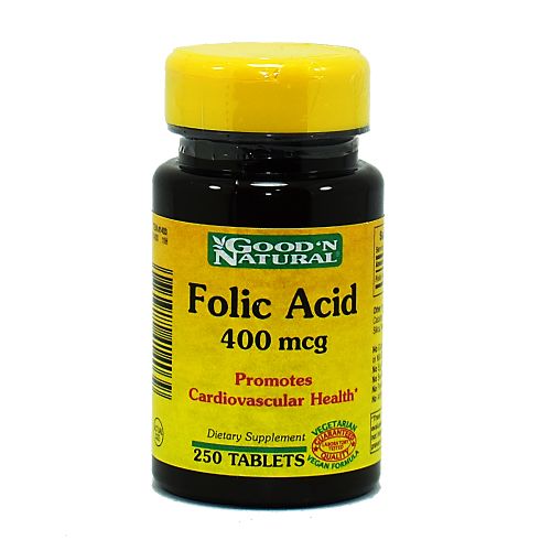 Ácido Fólico 400 Mcg Good ´N Natural - 250 Tabletas (Folic Acid 400 Mcg)