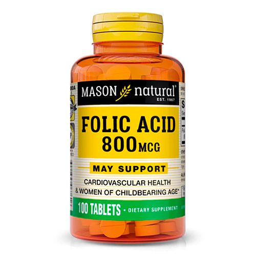 Ácido Fólico 800 Mcg Mason Natural - 100 Tabletas