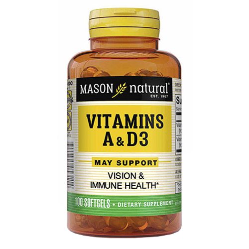 Vitamina A 500 Iu Y D3 400 Iu Mason Natural - 100 Capsulas Blandas