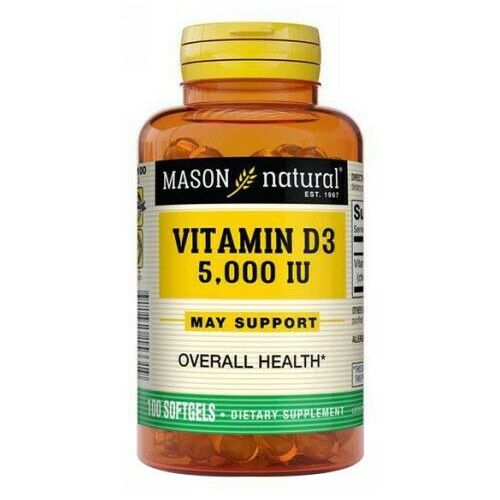 Vitaminas D3 125 Mcg 5000 Iu Mason Natural - 100 Capsulas Blandas